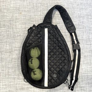 Oliver Thomas Black/White Stripe Maxed Out Tennis Pickle Sling Bag